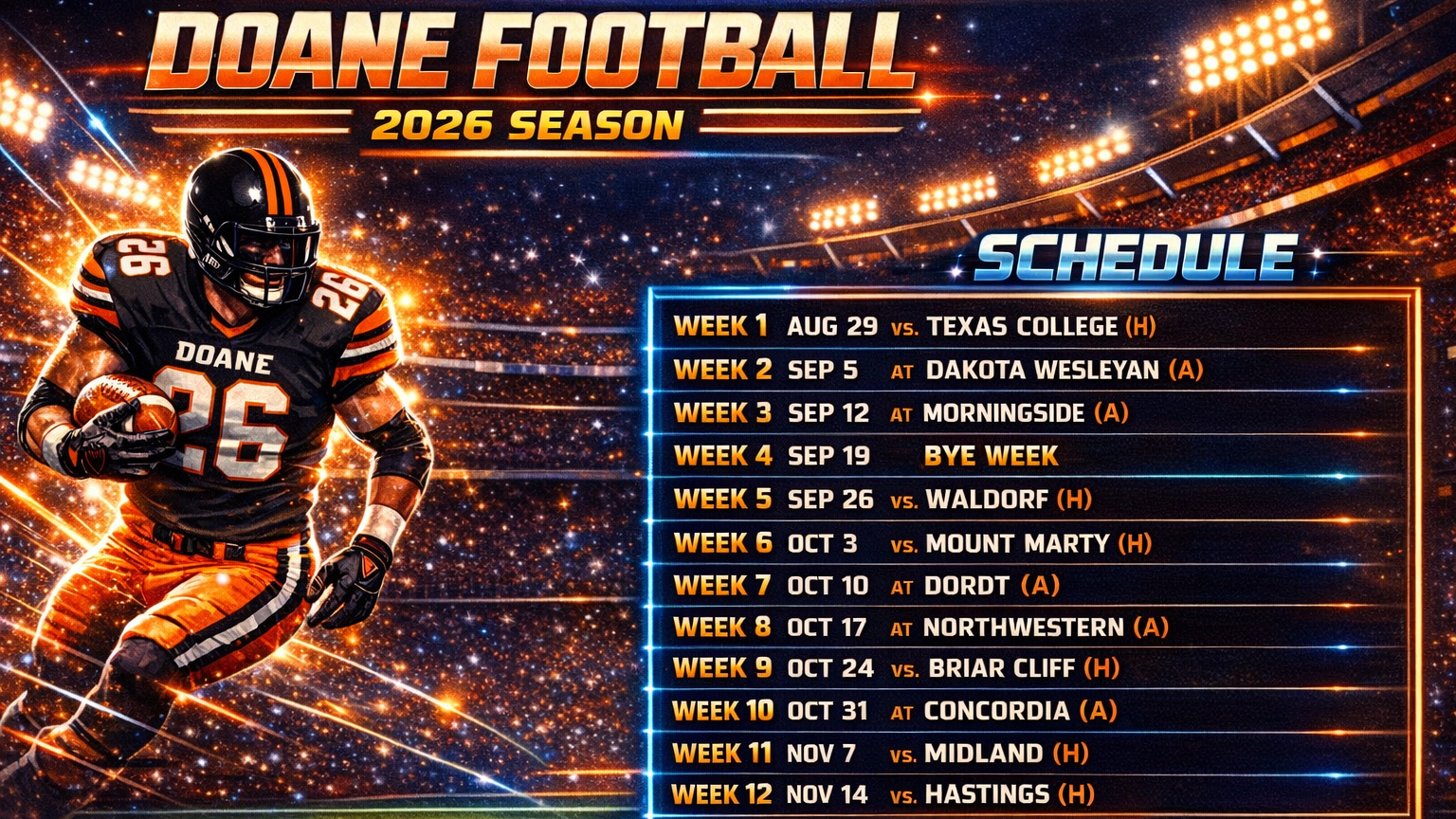 Football Schedule Released for 2026 Season