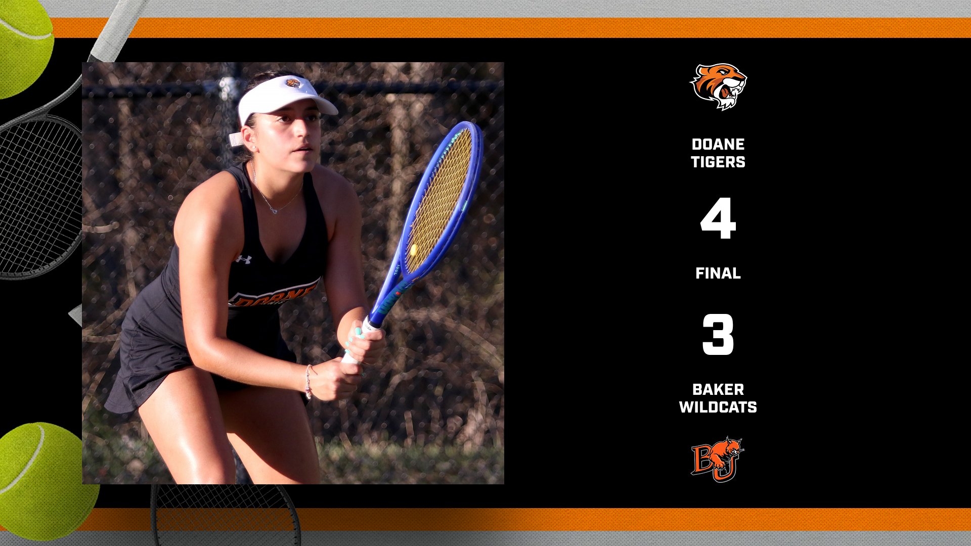 Women's Tennis Rallies to Top Baker